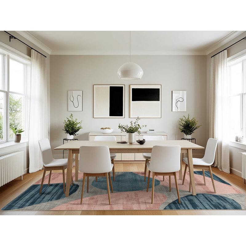 Machine Washable Watercolor Pink Area Rug, Rectangle 7' x 10'
