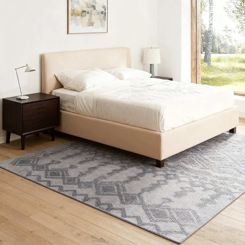Diamond Gray Runner Rugs for Hallway， Non-Slip Low Pile Distressed Vintage Rug， Easy Clean Narrow Long Carpet for Entryway， Kitchen， Stairs (2'x8')