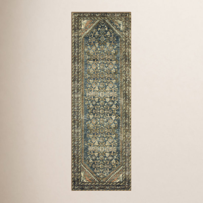 Magnolia Home By Joanna Gaines X Loloi Banks Machine Washable Denim / Clay Area Rug, Runner 2' x 5'
