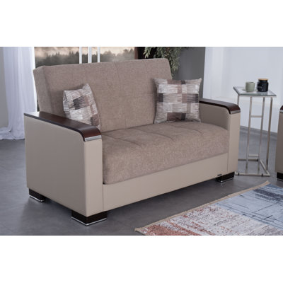 Causeuse Arrmada X en similicuir beige et brun clair