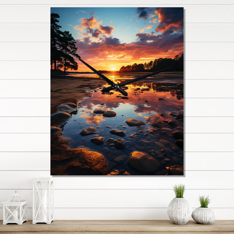Coucher de soleil dans le paysage du New Jersey - Horloge murale New Jersey, Petit