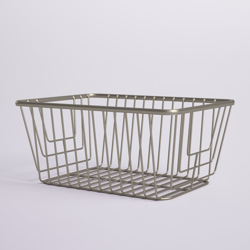 Panier en métal Ashley, H 6 po x l 10 po x P 13,25 po, Nickel satiné