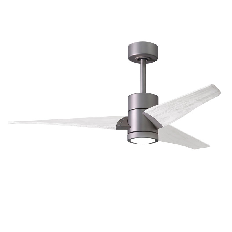 LED Downrod Ceiling Fan, Brushed Nickel, Matte White, 52"