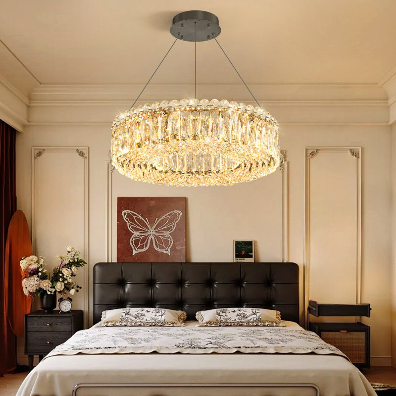 Lustre en cristal 16 po, Matte Black