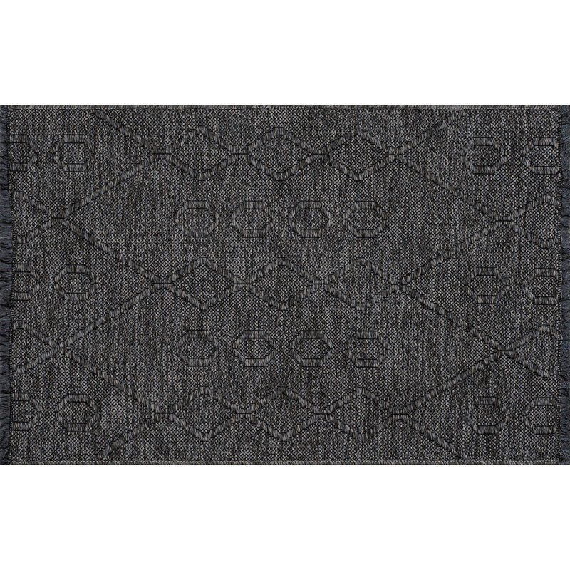 Tapis gris foncé lavable en machine Brenly, Rectangle 2 pi x 3 pi