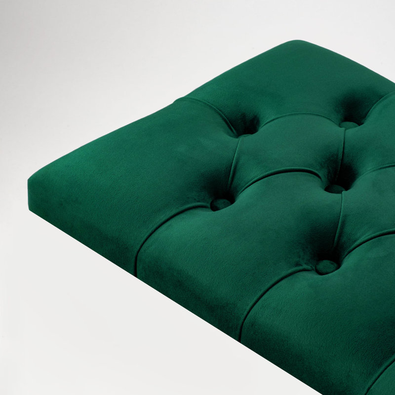 Jerez Velvet Upholstered Bench, H40 x W100 x D30cm, Green/Gold