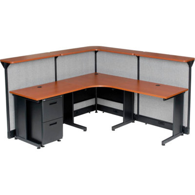 L-Shaped Synthetic Laminate Reception Desk with Power Outlet