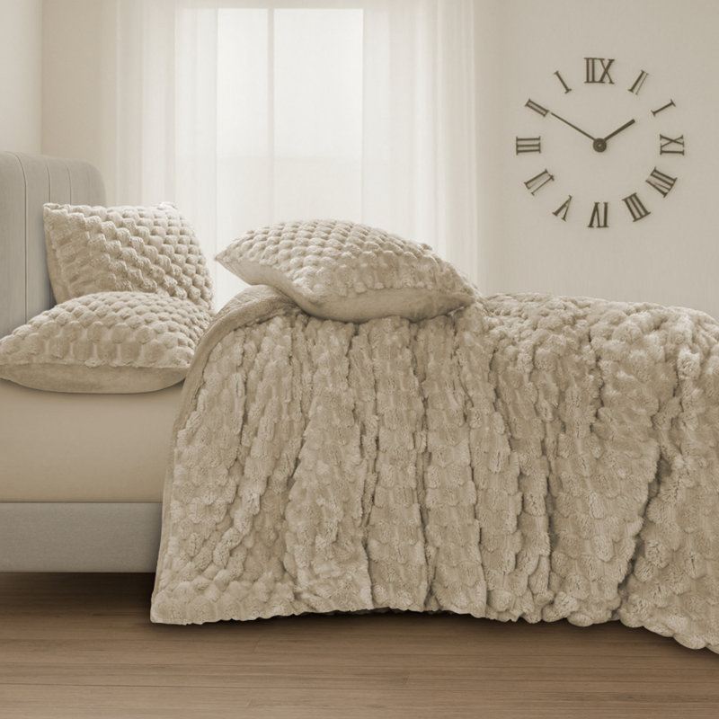 Polyester Solid Colour Duvet Cover Set, Brown, Kingsize Duvet Cover + 2 Standard Pillowcases