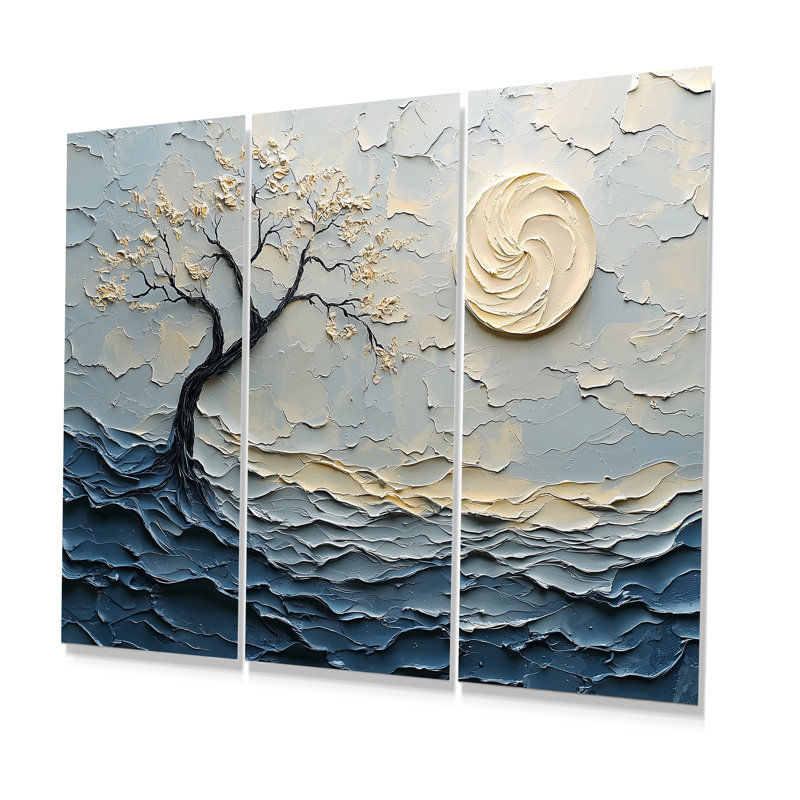 Arbre africain dans des tons de gris et de blanc - ensemble d'art mural arbre africain, Métal métal