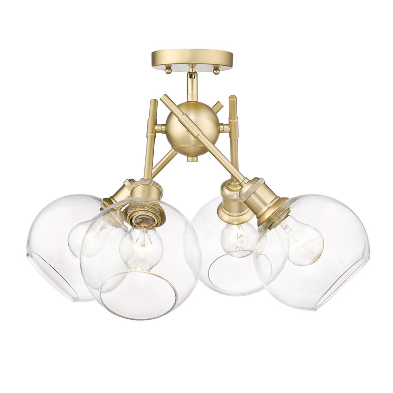 Manderly Glass Semi Flush Mount, Brushed Champagne Bronze