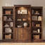 Bibliothèque de 78,75 po de hauteur, 3 pièces, vitrine avec plafonnier à DEL réglable 5 couleurs, bibliothèques de style rétro avec tablettes en verre trempé-1051892266