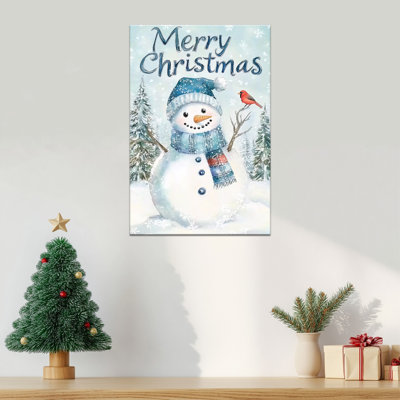 Grande scène de forêt d'hiver en forme de bonhomme de neige Abiel, pin, photos de Noël pour le salon, Merry Christmas Holiday, impressions sur toile 12 po x 16 po, 24 po x 36 po