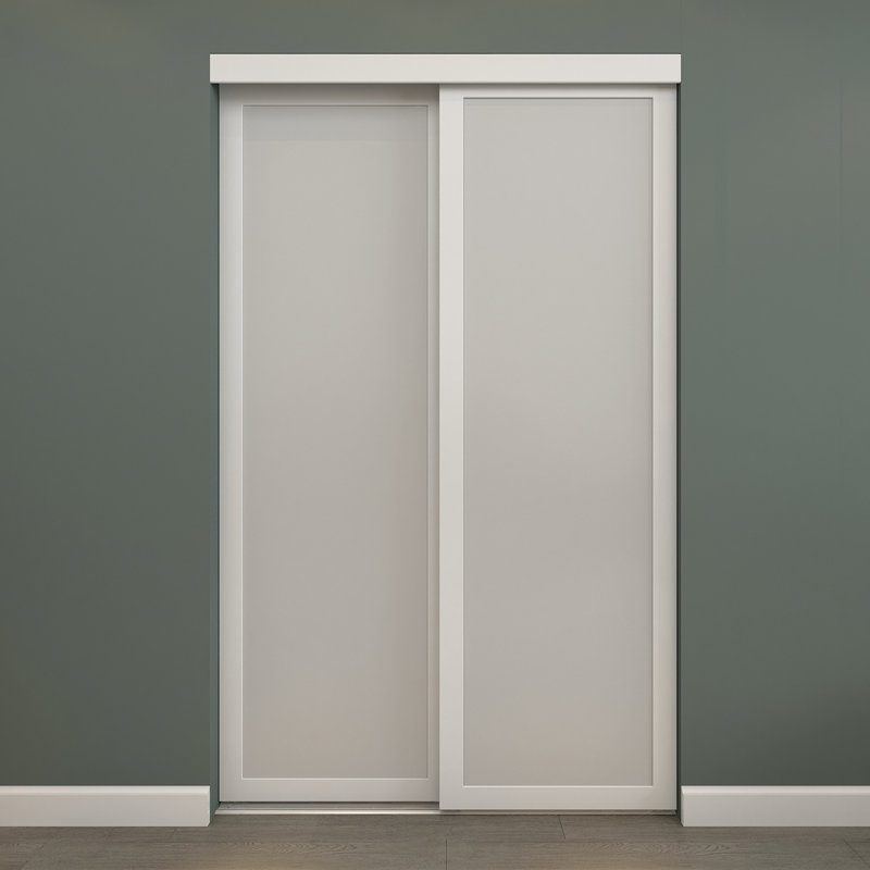 Portes de placard coulissantes à panneaux en bois et PVC / vinyle, Blanc, l 48 po x H 80,5 po