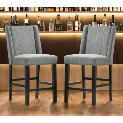 Ensemble de deux chaises de bar en fer fauve et espresso de 42 po avec repose-pieds