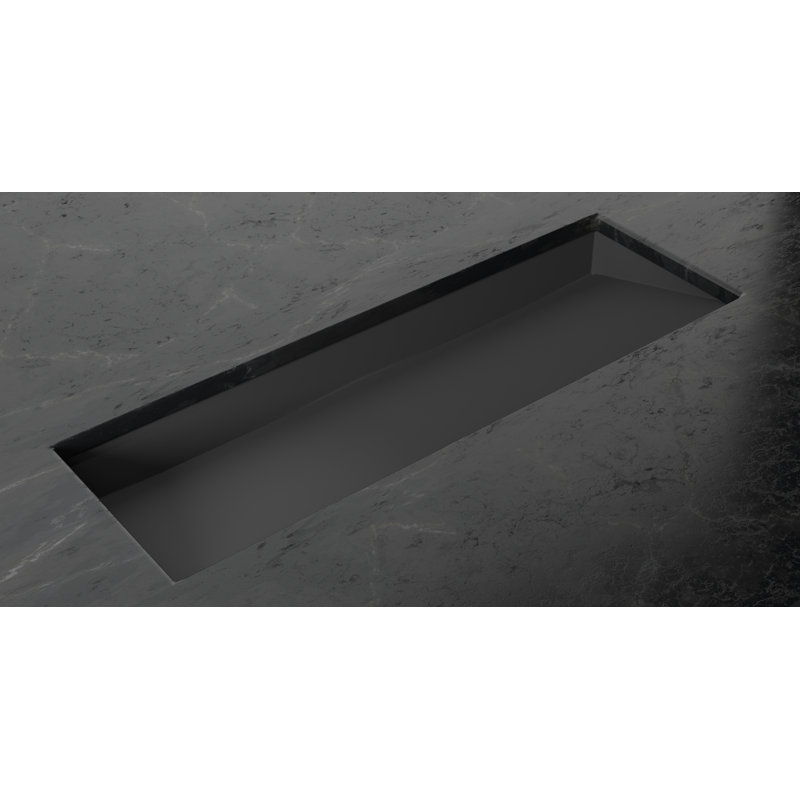 Badeloft 48.8" x 16.1" Rectangular Stone Resin Undermount Ramp Bathroom Sink UB-04-XL-MBLK in Matte Black, Matte Black