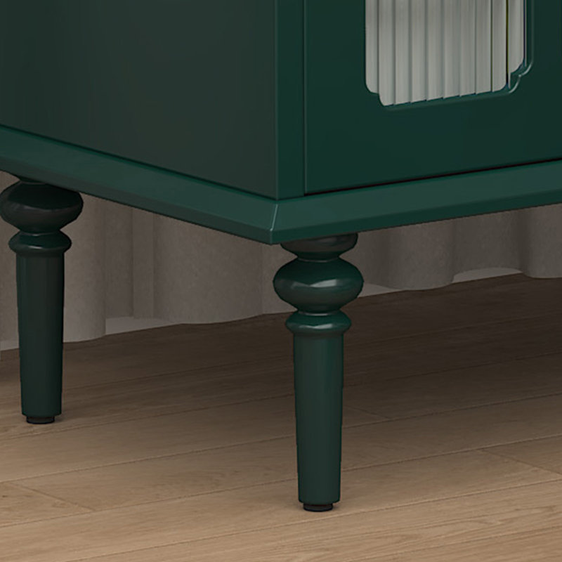 Green 47.6" MDF and Glass Sideboard Cabinet with Adjustable Shelves