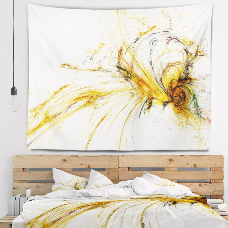 Tapisserie galaxie spirale jaune Abstract, H 78 po x l 92 po