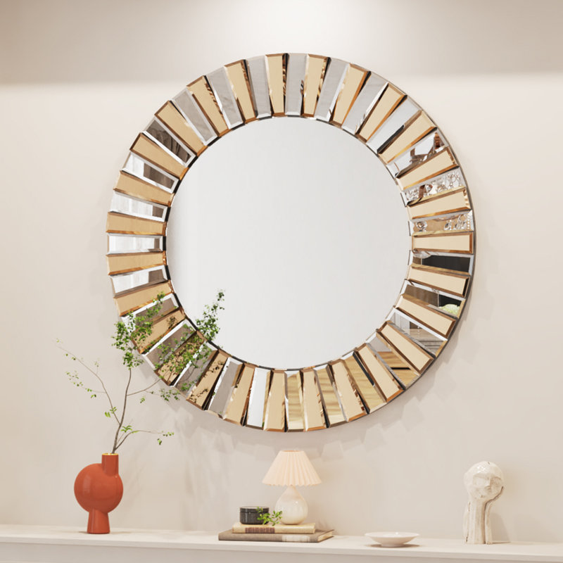 Fredi Glass Flat Wall Mirror, 31.5" x 31.5"