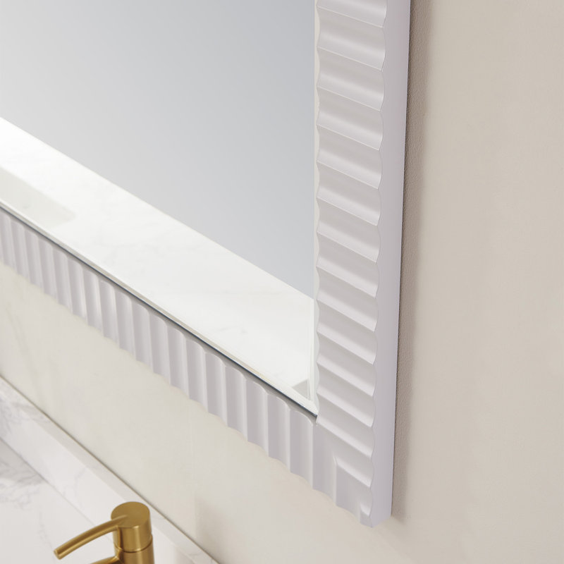 Laspisa Wood Convex Wall Mirror, Paris Gray, 32" x 67.6"