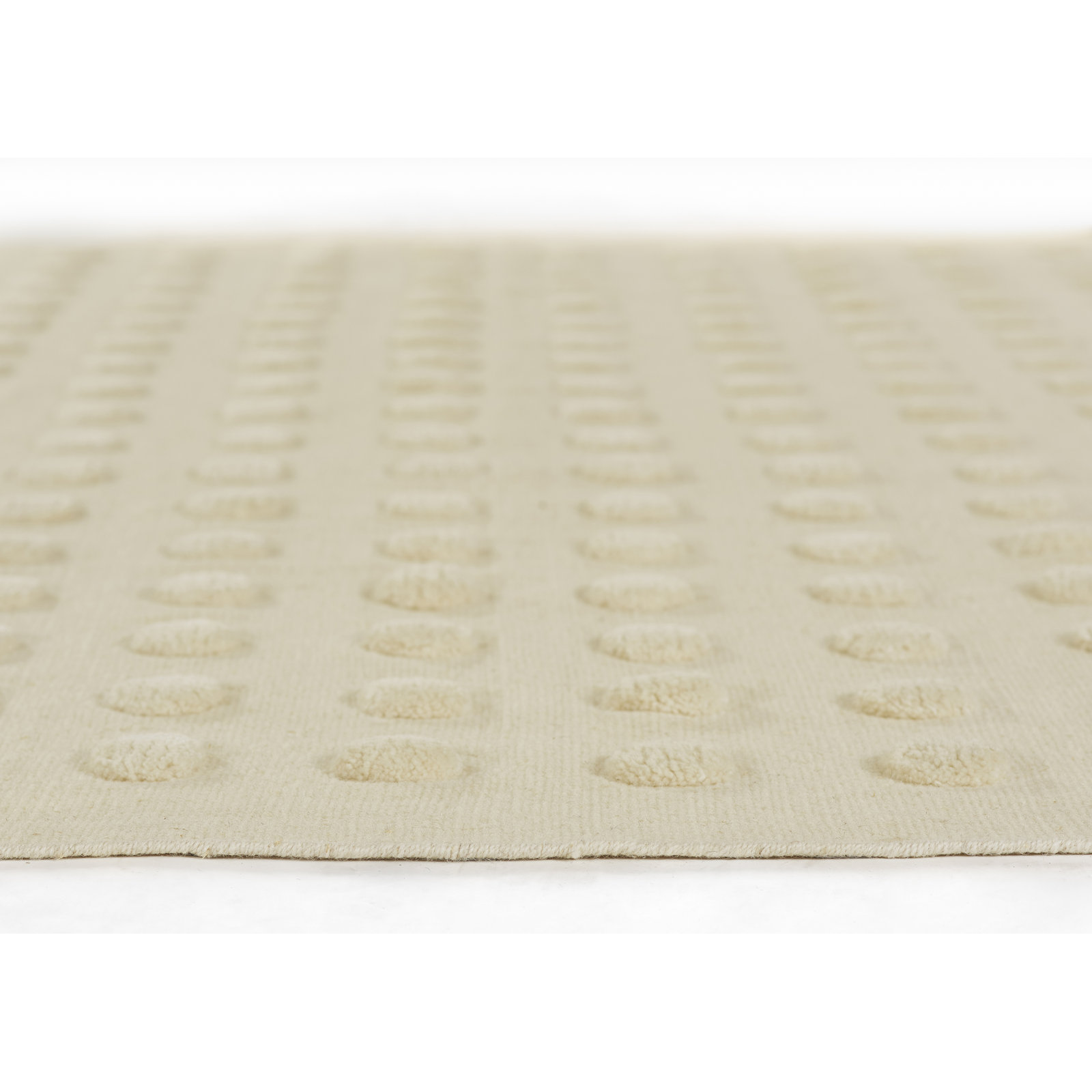 Virginie Beige Hand-Woven Wool Rug, Rectangle 5' x 8'