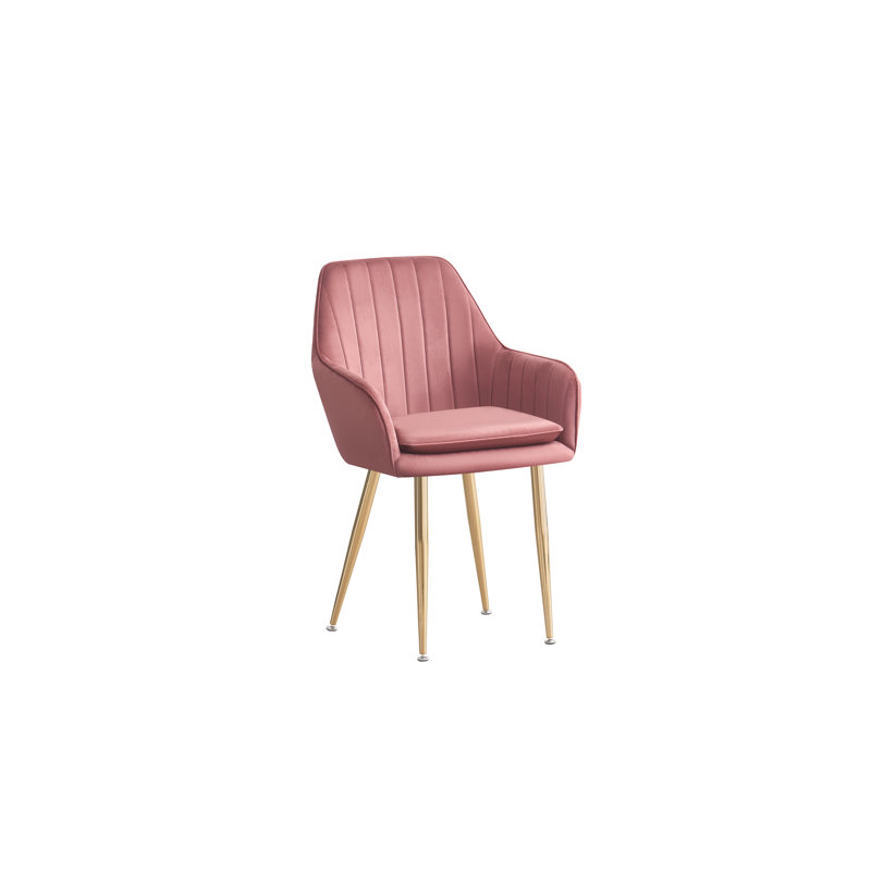 Aldegonde 47cm H Tufted Foam Padding Upholstered Metal Armchair, Pink