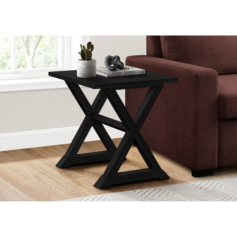 Table d'appoint de salon en placage noir, carrée, idéale pour la chambre à coucher, une extrémité de L 22 po x l 23,5 po