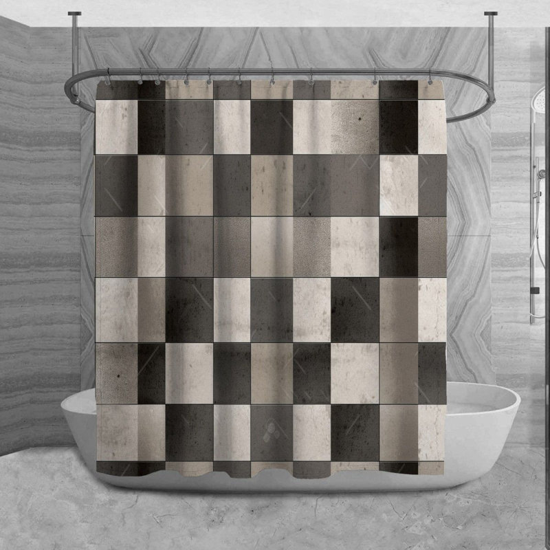 Rideau de douche à carreaux Dariana, H 73 po x l 70 po