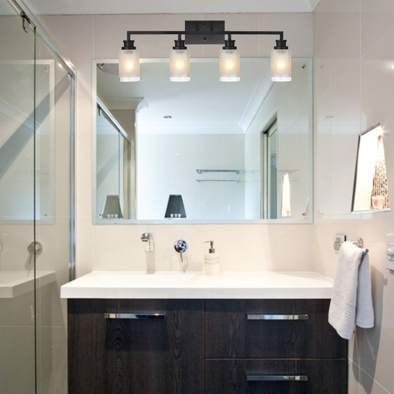 Éclairage de salle de bain 4 lumières à intensité variable noir