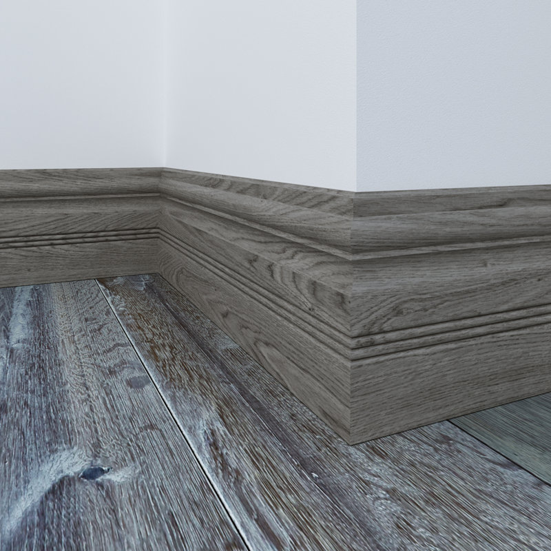 Gray Stained Wood Baseboard Moulding, 8" Length