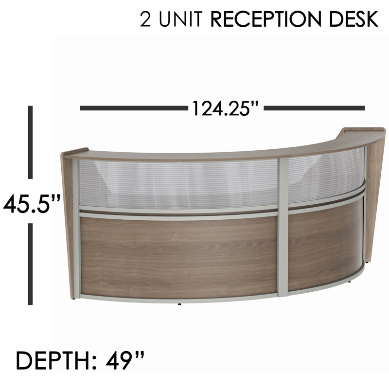 Peavler 2 Person U-Shaped Synthetic Laminate Reception Desk, Walnut