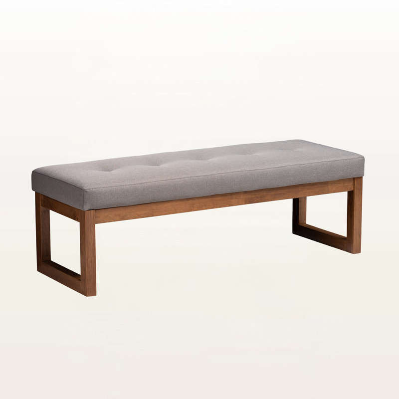 Crivello Grey Fabric Upholstered Bench With Walnut Finished Wood, 17.32'' H X 52.17'' W X 18.9'' D, Gray