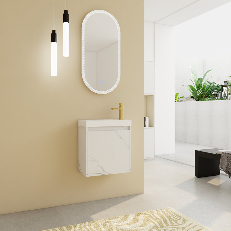 Meuble-lavabo mural flottant de 20 po avec lavabo en résine