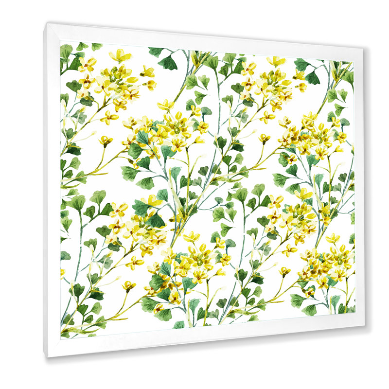«Vibrant Yellow Summer Wildflowers», reproduction sur toile, H 16 po x l 16 po x 1,5 po, Toile blanche encadrée
