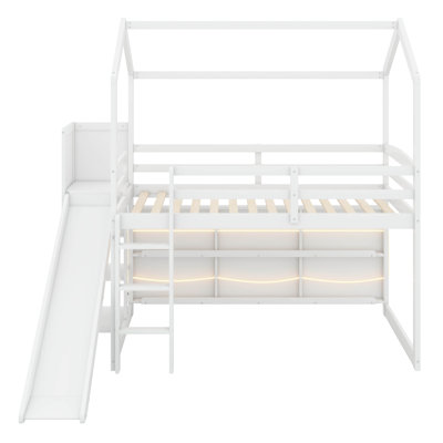 Lit mezzanine simple en bois avec glissade