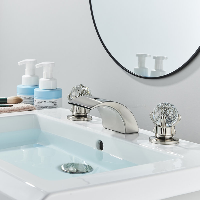 Augusts LED Light Bathroom Sink Faucet 3 Holes, 8 Inch Waterfall ...