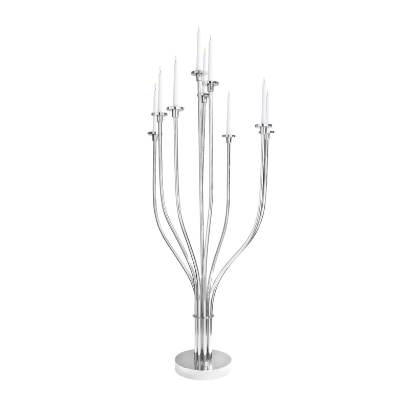Bougeoir de table Radiant Tree, H 60 po x l 22,5 po x P 22,5 po, Argent argent