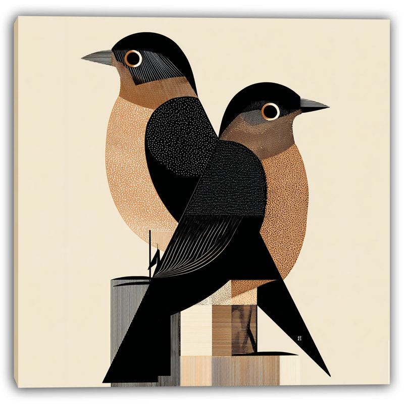 «Modern Sparrow Harmony», art mural sur toile tendue, H 20 po x l 20 po