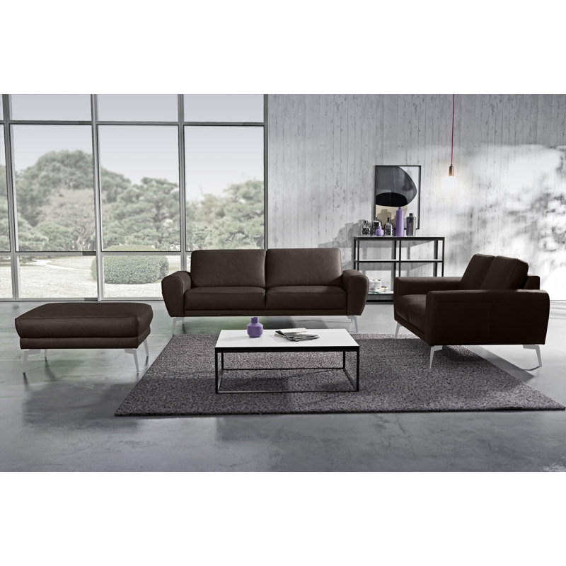 Kilmarnock Genuine Leather 3-seater Sofa, Chocolate