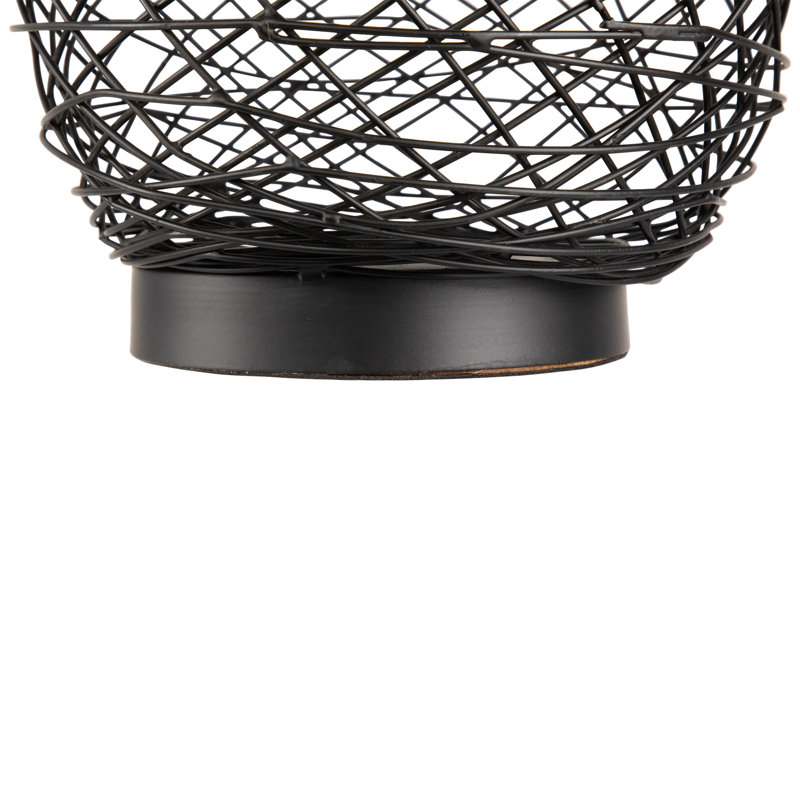 Large Woven Ombre Iron Pillar Candle Holder - - Black And Gold, 8.5" H x 7.5" W x 7.5" D 