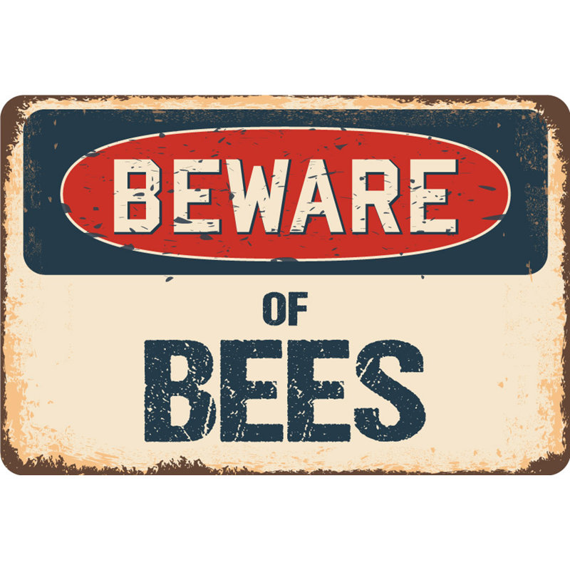 Enseigne rustique Belda Beware Of Bees, H 6 po x l 9 po x P 0,1 po
