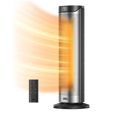 1500w 23 In. Portable Indoor Ceramic Convection Electric Space Heater, 70° Osc W/remote, 3-heat Levels In Black