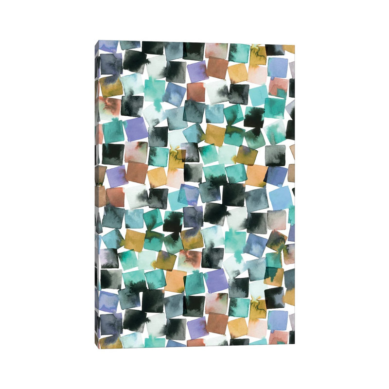 Watercolour Plaids Blue Aqua - Wrapped Canvas Art Prints 1 Piece Wrapped Canvas Wall Art, 45.72cm H x 30.48cm W