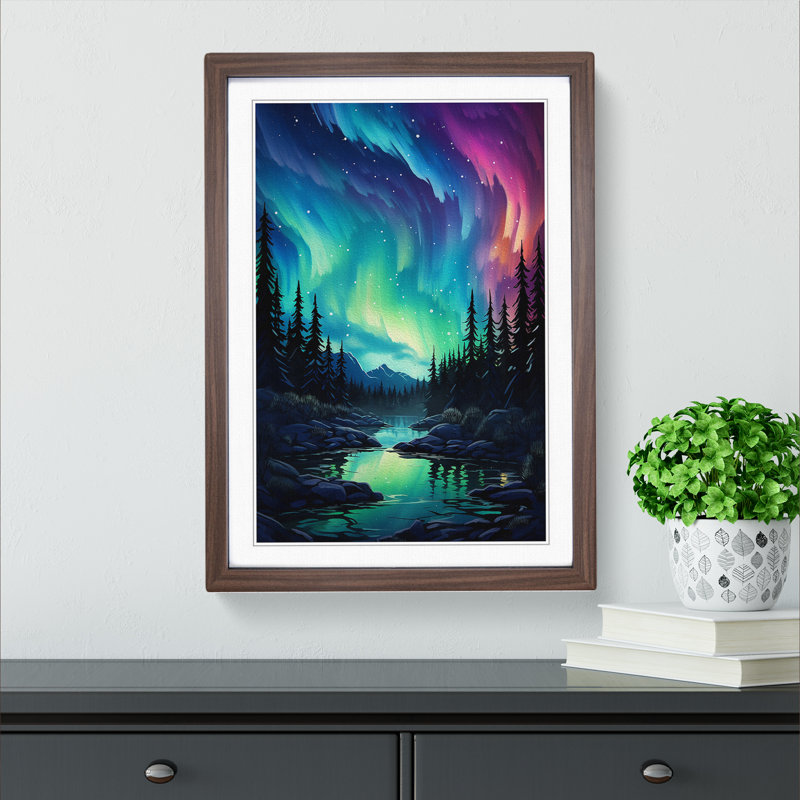 Single Picture Frame Print on Wood, Walnut Framed, 64cm H x 46cm W