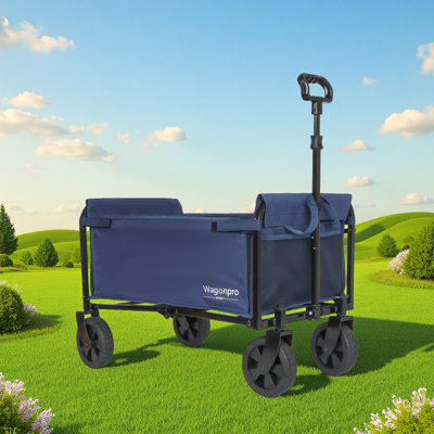Chariot pliable tout-en-un à 4 roues avec siège et laisse pour chien - Chariot utilitaire pliable robuste pour le camping
