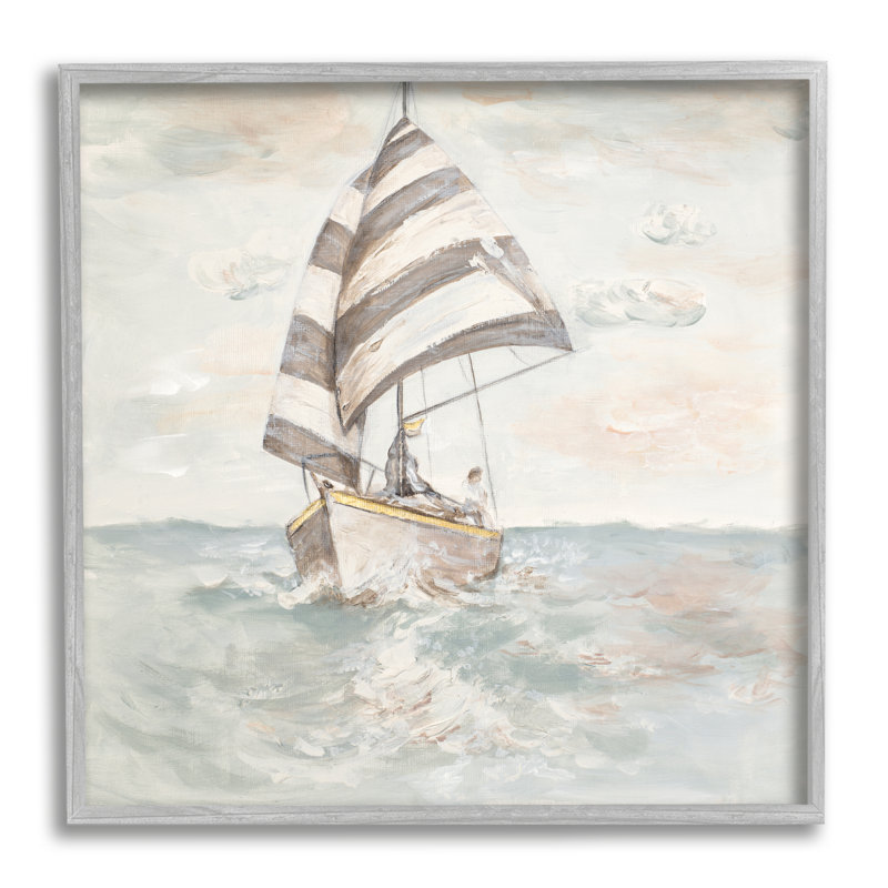 Bateau de pêche à voile haut, H 17 po x l 17 po x P 1,5 po, Estampe numérique Farmhouse