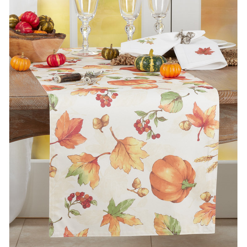 Abóbora Floral Table Runner, 16" W x 72" L