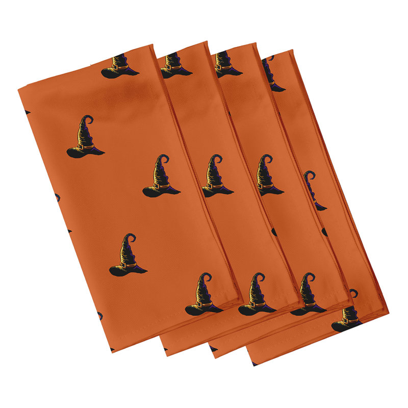 Ensemble de serviettes 4 pièces Witches Brew, L 18 po x L 18 po, Orange