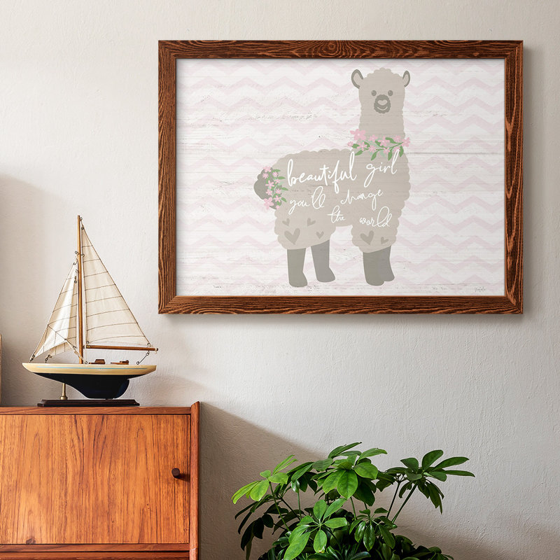 Floral lama encadré sur toile, Érable, H 18 po x l 26 po x P 1,5 po