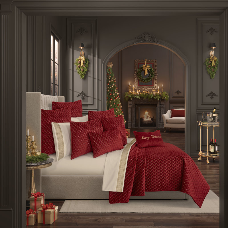 Grandeur - Crimson Full/Queen 3Pc. Quilt Set, Queen Quilt + 2 Standard Shams, Crimson