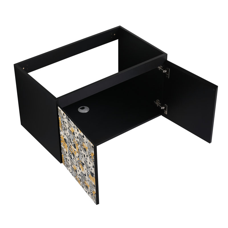 Meuble-lavabo 30 po avec lavabo en céramique. . Porte à fermeture en douceur. Noir Matériau en contreplaqué pour un look contemporain. Moderne. Utilisation de construction